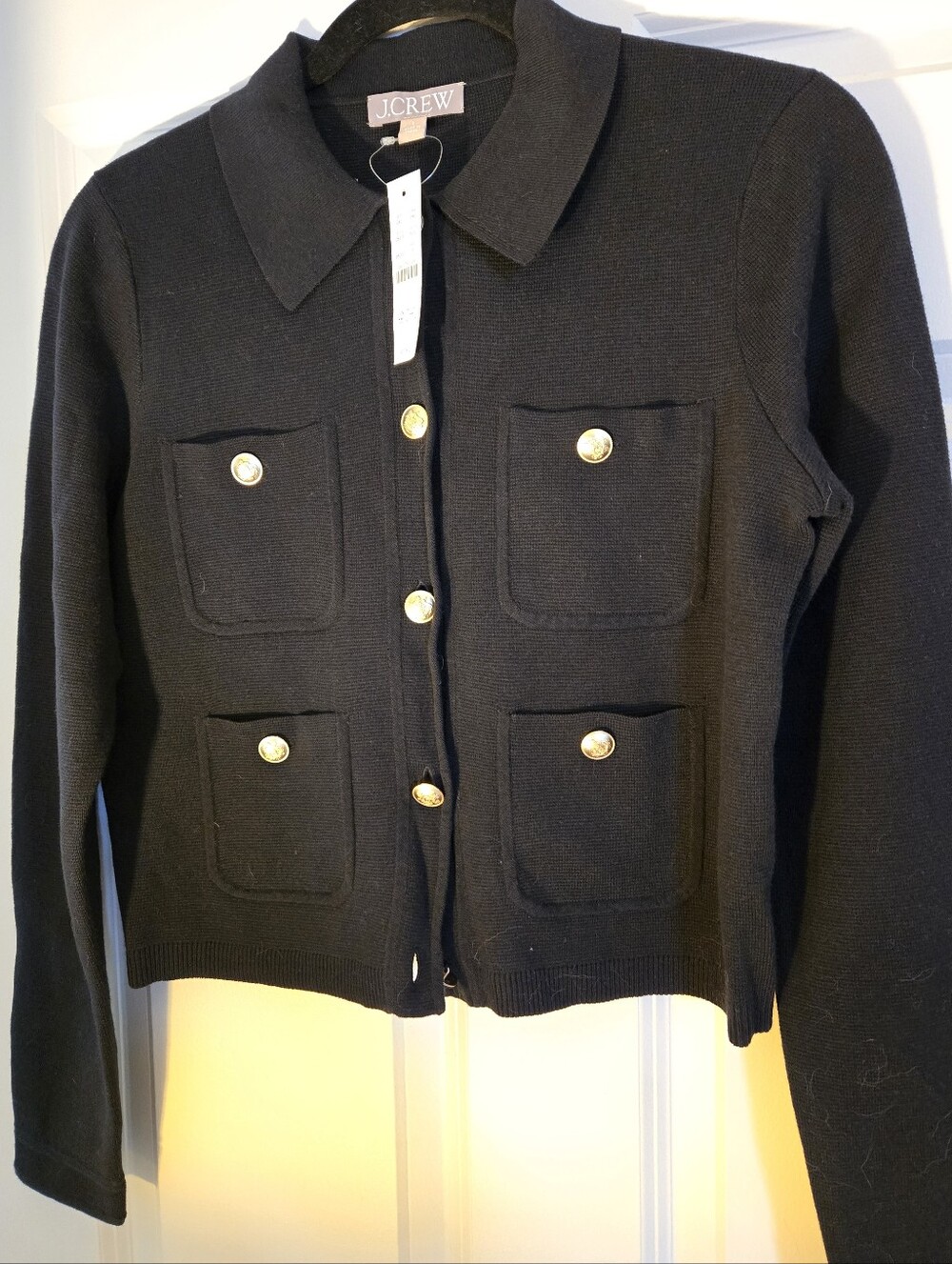 NWR J. Crew Black Knit Gold-Button Cardigan Blazer
